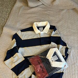 2 Lands end rugby shirts XXL. Blue and gray and blue and burgundy 2 for 1 price